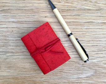 Mini Cork Notebook in vibrant red