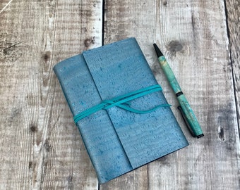 Cork Journal / Notebook in pearly turquoise