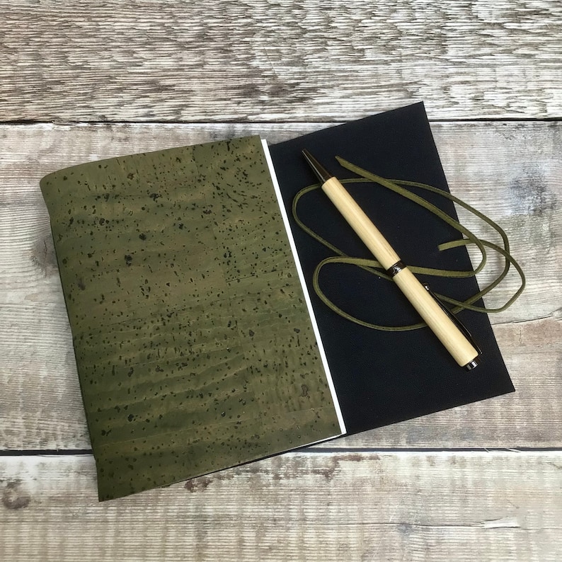 Cork Journal / Notebook in olive green image 3