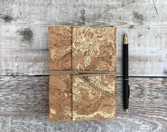 Cork Journal / Notebook - natural with golden swirl