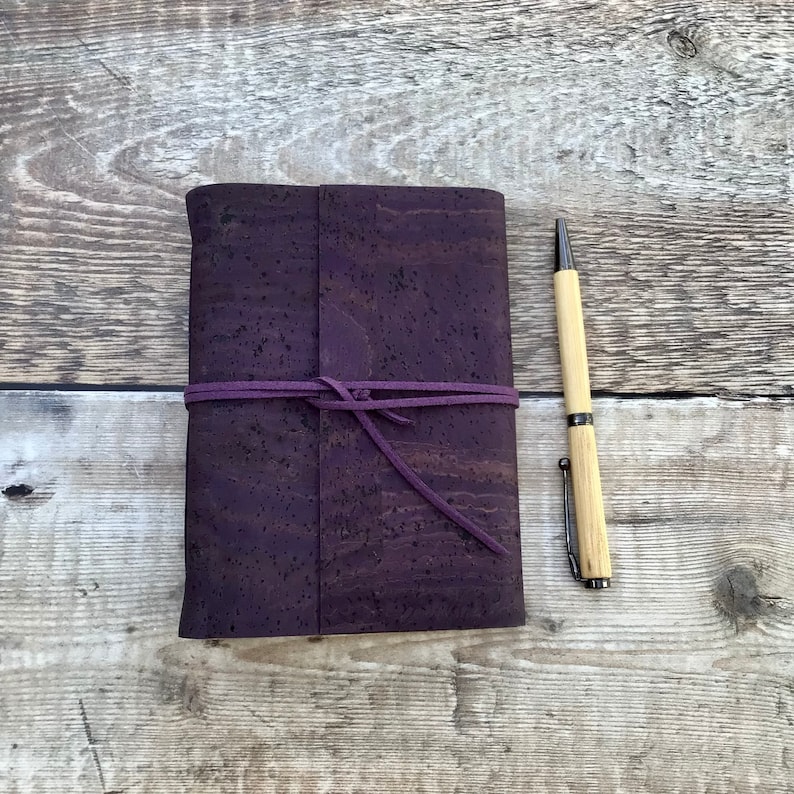 A6 Cork Journal / Notebook in aubergine purple immagine 6