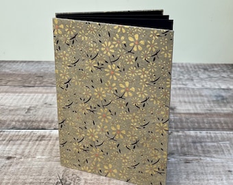 Concertina Photo Album covered with grey, gold and coral floral Lokta paper