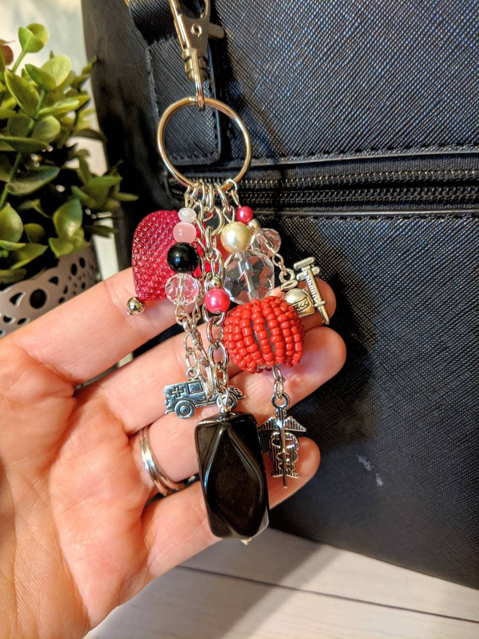 Beaded purse Charm / Handbag Charm / Healthcare worker charms | Etsy