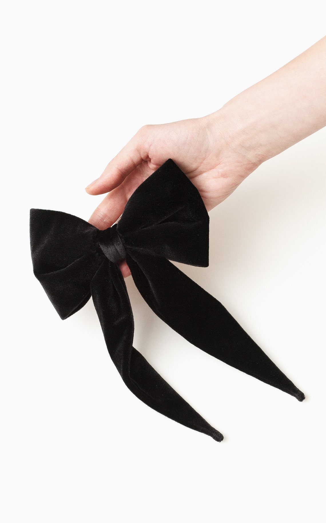 Black Velvet Bow for Adult Big Black Hair Bow Clip Large Etsy