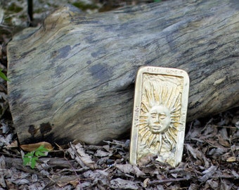 Sun Tarot Card, BRASS TABLET, cast metal Etteilla, book of Thoth