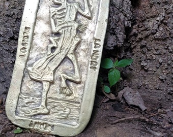 Death Tarot Card, BRASS TABLET, cast metal Etteilla, book of Thoth