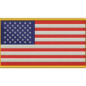 American Flag Patches Yellow Border 4 Small Sizes Embroidered Iron On by  Ivamis Patches
