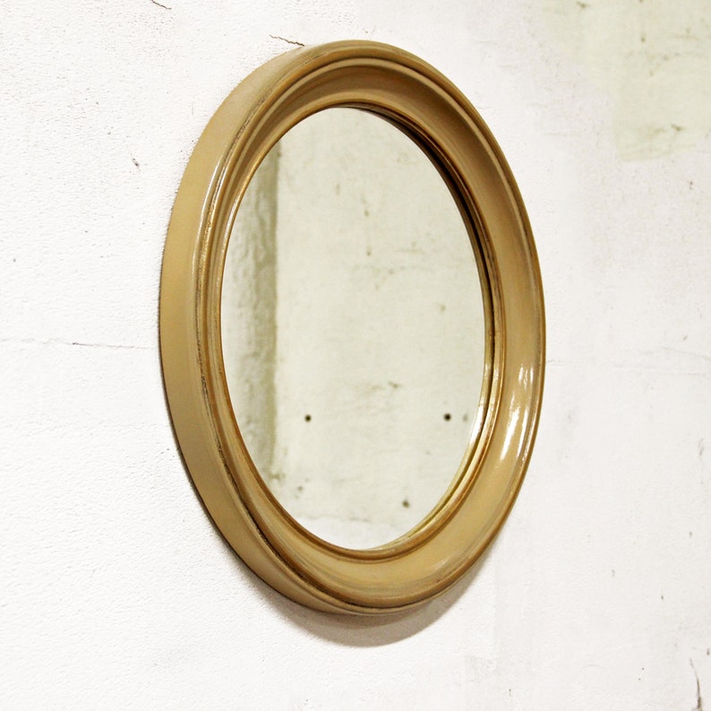 Round Mirror Decorative Wall Wood Frame Decor Gold Small Framed Mount