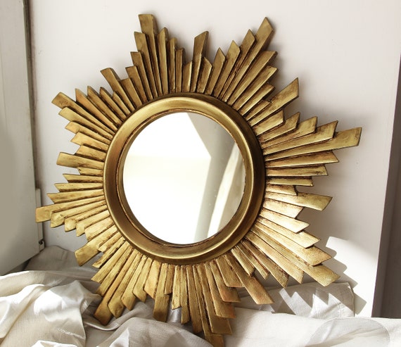 Hand Carved Decorative Gold Sunburst Mirror Hand Carved Decorative Gold Sunburst