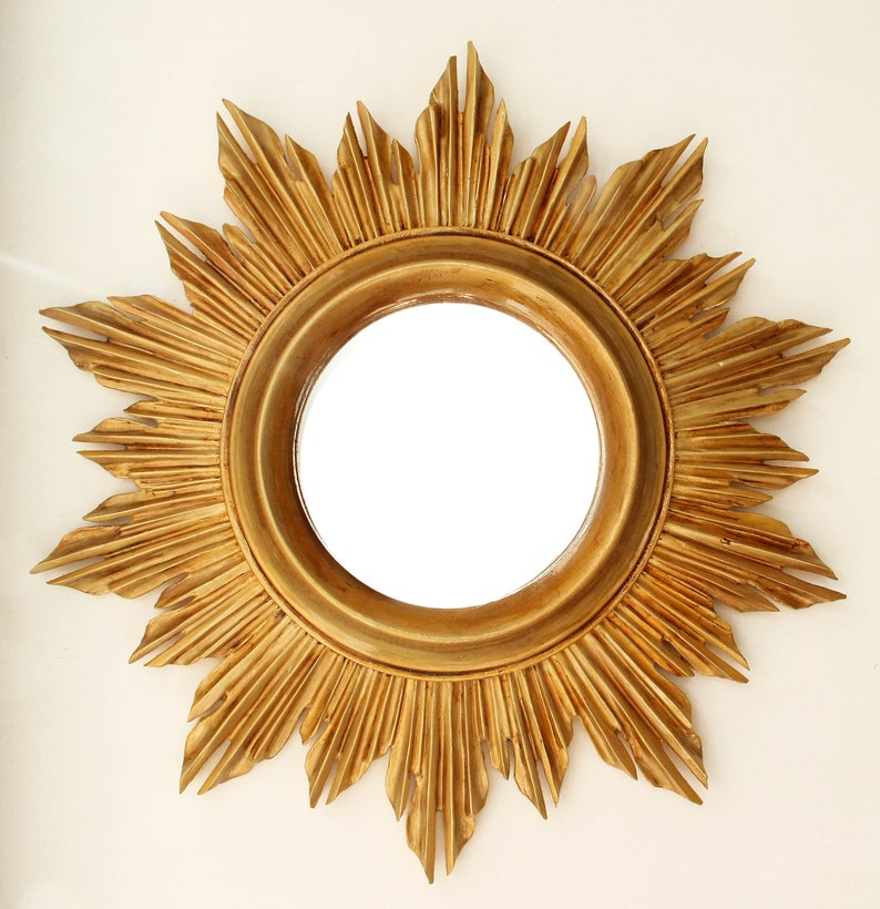 Hand Carved Decorative Sunburst Mirror Country Fay Gold