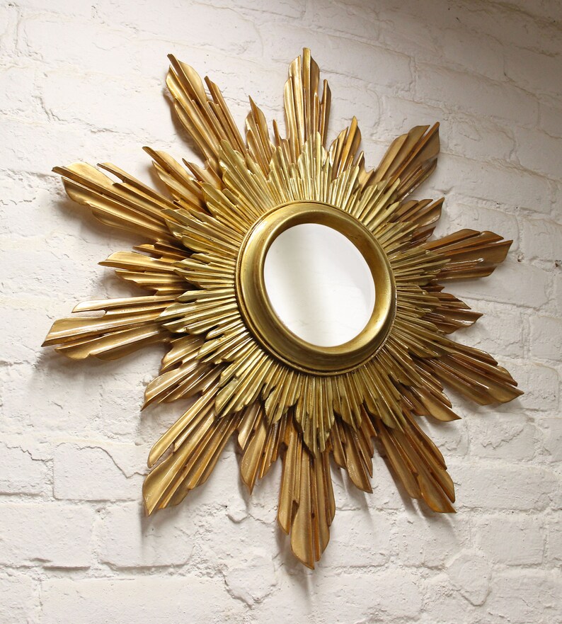 Sunburst Mirror Large Wall Decorative Sun Hand Carved Starburst