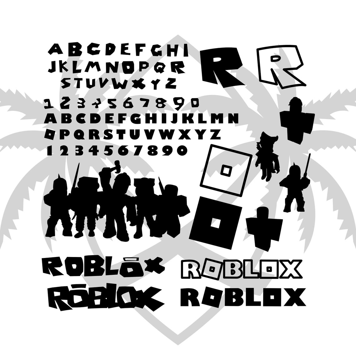 Download Roblox svg Bundle Pack 2 Different Roblox Font Alphabet | Etsy