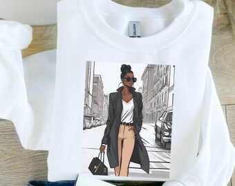 Black women graphics sweatshirt  for Black Women tops, of African American girls apparel for Black Girl Shirts, Melanin tops for minimalist.