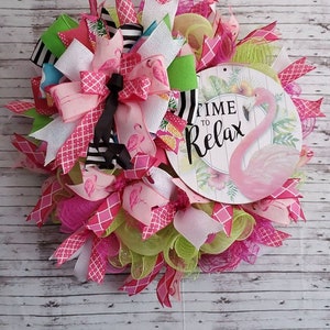 Flamingo Deco Mesh Wreath  LFMDSPRSUM-107
