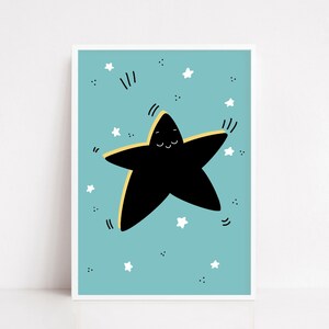 Printable Nursery Art, Nursery Decor, Nursery Wall Art, Star Wall Art, Nursery Gift, Space Theme Nursery, Digital Art, Dancing Star.