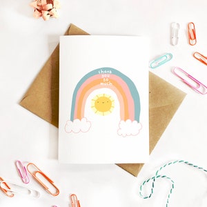 Happy Mail, Kawaii Stationary, Cute Greeting Card, Rainbow Card, Kawaii Mail, Thank You Card, Pen Pal, Rainbow Stationary, Rainbow Art. image 1