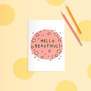 Hallo Postkarte, Dankeschön-Karte, Briefpapier Geschenk, Postkarte Druck, süße Zitat, Postkarte Kunst, Kawaii Karten, Happy Mail, Pen Pal Briefpapier