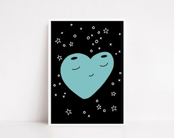 Nursery Decor, Printable Art, Nursery Wall Art, Kids Decor, Heart Wall Art, Nursery Gift, Digital Download, Digital Art, Sleepy Heart.