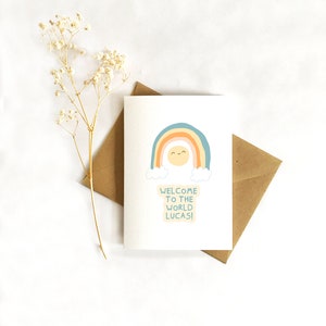 Nouvelle carte bébé, Nom de bébé personnalisé, Carte Bienvenue dans le monde, Nouvelle Maman et Papa, Genre neutre, Unisex, Bienvenue Nouvelle Carte Bébé