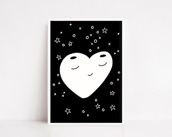 Nursery Decor, Printable Art, Nursery Wall Art, Kids Decor, Heart Wall Art, Nursery Gift, Digital Download, Digital Art, Sleepy Heart.