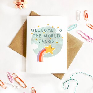 Neue Baby Karte, personalisierte Baby Name, Willkommen in der Welt Karte, neue Mama und Papa, geschlechtsneutral, Unisex, Willkommen neue Baby Karte