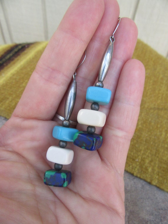 Vintage Southwest Azurite and Sterling Earrings, … - image 5