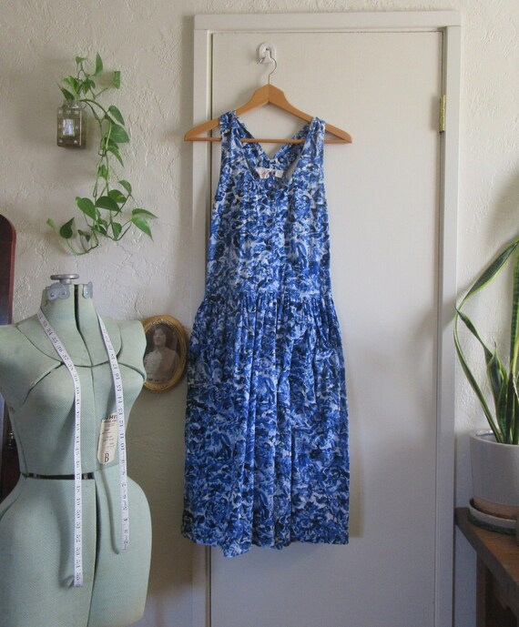 Vintage 90s blue delicate mesh summer dress