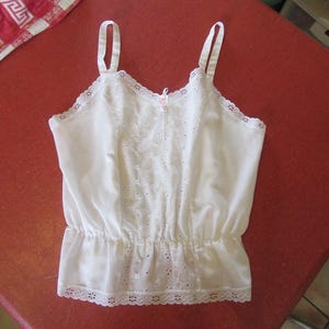 Vintage 1970s White Cotton Lace Camisole - Lady Manhattan XS/S