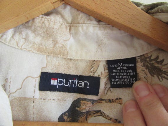 1990s Camel and Palm Tree Print Cotton Button Dow… - image 5