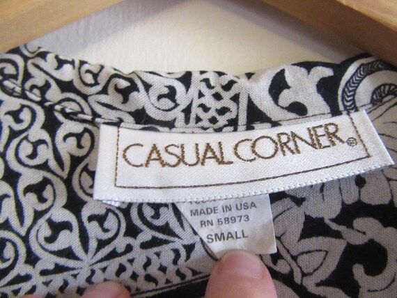 1990s Black White Multi Pattern Blouse, Vintage C… - image 4
