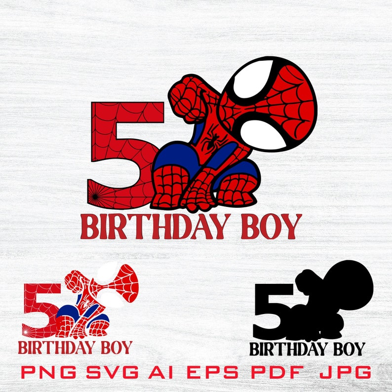 Spiderman 5th birthday boy SVG file Silhouette Cricut - Etsy México