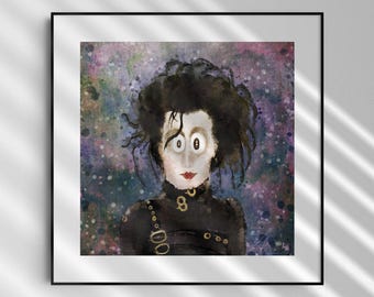 Edward Scissorhands Art Print - Tim Burton Whimsical Illustration, Wall Decor