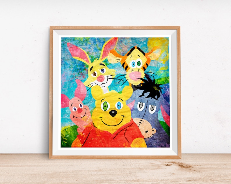 Fine Art Print Winnie the Pooh Pooh and Friends Art Whimsical Art Digital Illustration Cartoon Art