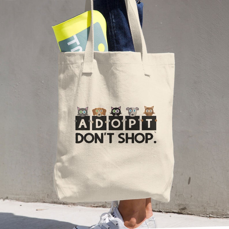 Adopt Cat /& Dog Classic Tote Bag Don/'t Shop