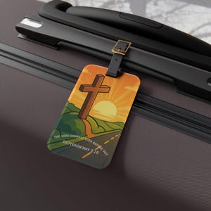Inspirational Faith Luggage Tag - Christian Travel Accessory, Personalized Gift for Adventurers, Be Strong and Courageous, Travel [...]