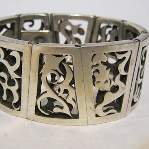 Antonio Pineda Taxco Mexican Silver Bracelet * 970 Silver* Heavy 126.9 grams ~ Rare Modernist Design