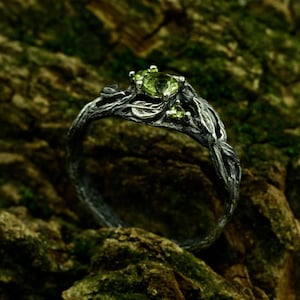 Branch and Leaves Silver Nature Wedding Band for Women, Wood Style Unique Wedding Ring for Men, Forest Inspired Handmade Vintage Style Ring