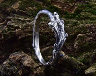 Silver Willow Twig Engagement Ring, Unique Fairytale Promise Ring, Enchant Forest Theme Wedding Ring Woman