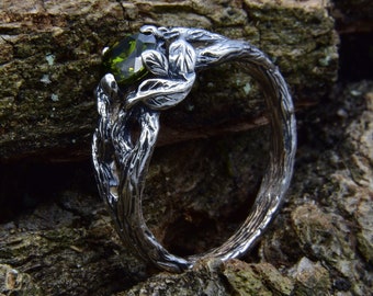 Elegant Braid Tree Branch Ring Inspired Nature for Man, Silver Vine Knotwork Wedding Ring, Pagan Twist Branch Engagement Ring