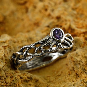 Ethereal Fairy Witchy Wedding Band Women, Fantasy Forest Magic Engagement Ring, Woodland Elven Ring, Unique Nature Jewelry