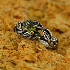 Braided Olive Branch Sterling Silver Ring: Ethereal Fairy Wedding Band