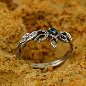 Fairy Nature Inspired Ring with Branch and Leaves, Fantasy Forest Wedding Ring Women, Celtic Braid Band Ring, Unique Silver Jewelry