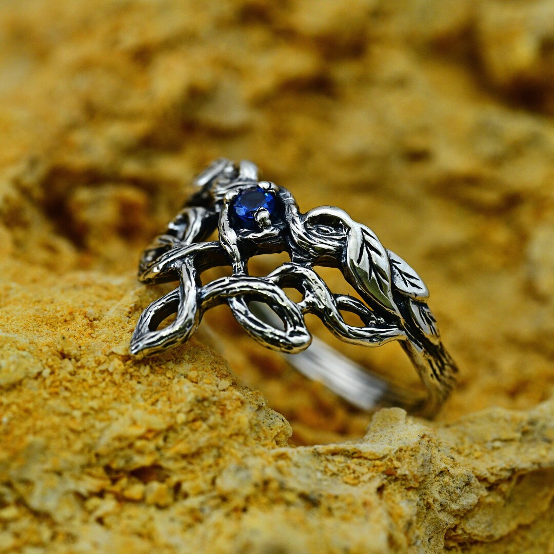 Unique Nature Inspired Engagement Ring for Women, Simple Earthy Wedding ...