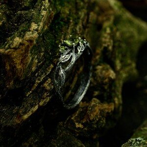 Ethereal Fairy Witchy Wedding Band, Braided Olive Branch Band Silver Engagement Ring, Dark Aesthetic Forest Ring with Nature Themed Bild 7