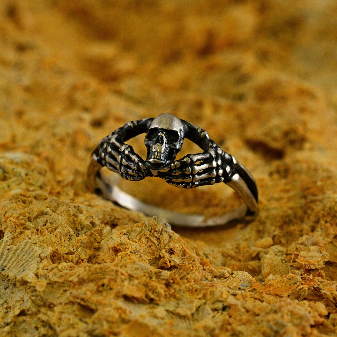 Sterling Silver Skeleton Hand Ring: Gothic Skull Engagement Band - Etsy