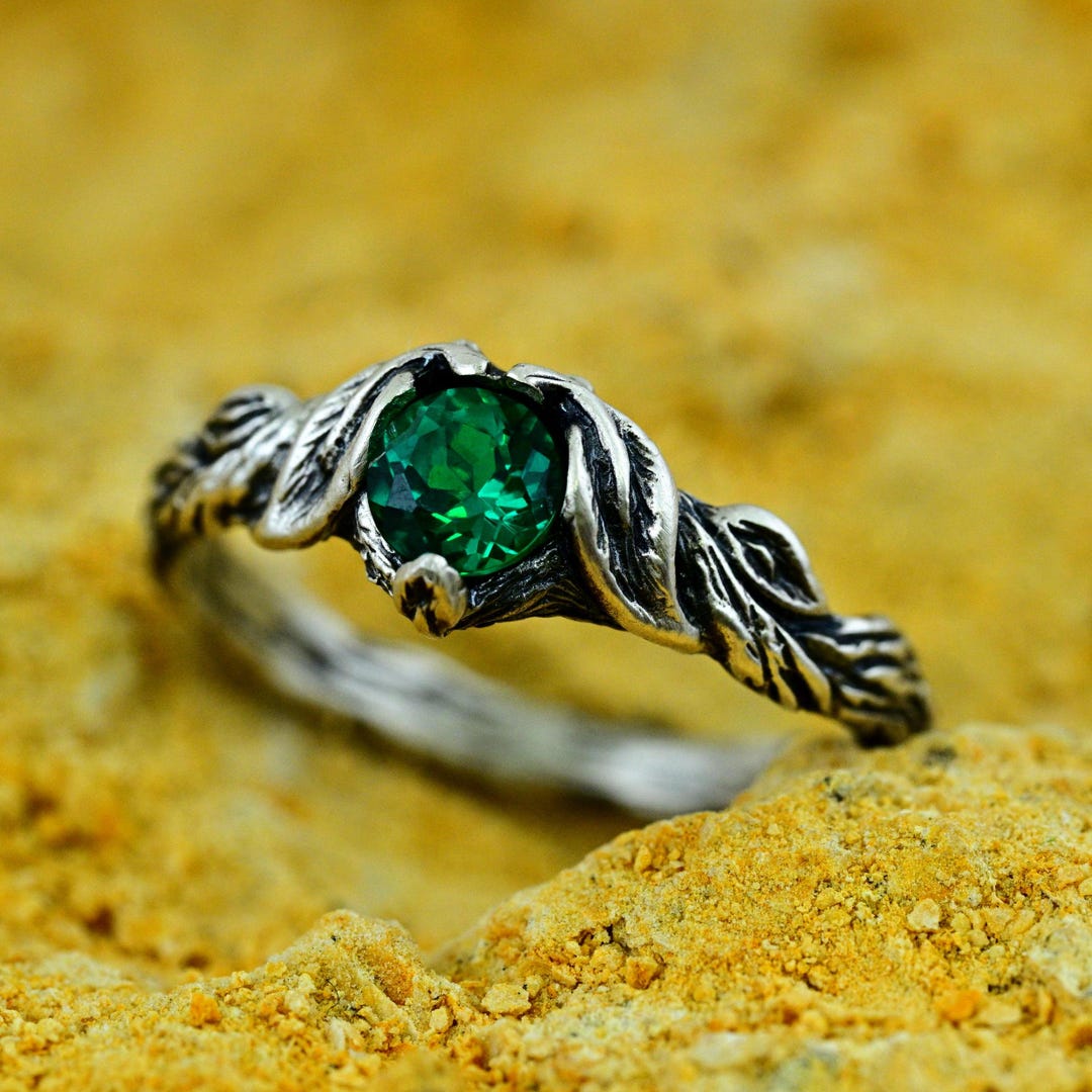 Unique Nature Inspired Engagement Ring for Women, Simple Earthy Wedding ...