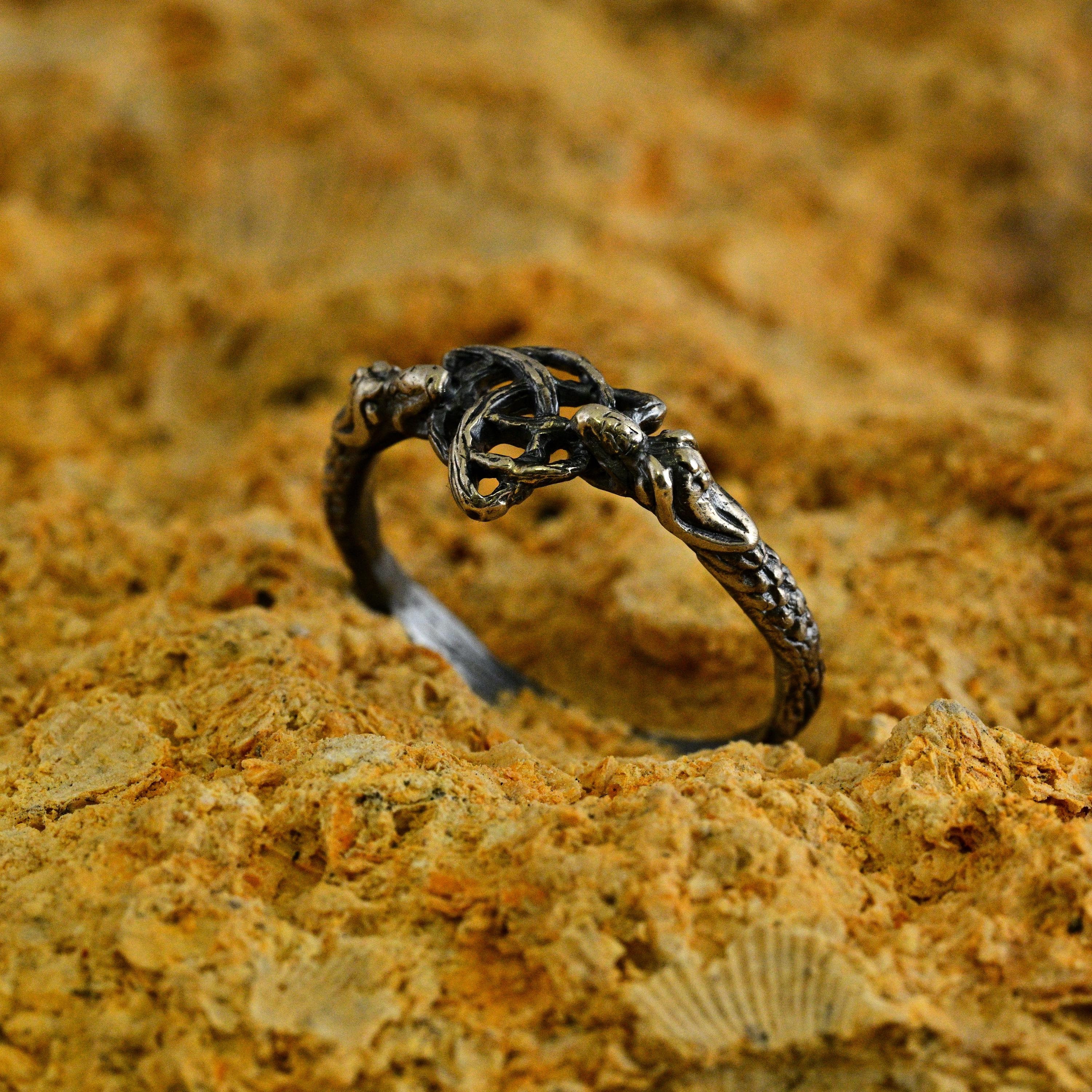 Mystical Forest Beast Engagement Ring in Silver Elvish Style Ring for Man Fantasy Wildlife Animal Wedding Ring From Fairytale Etsy