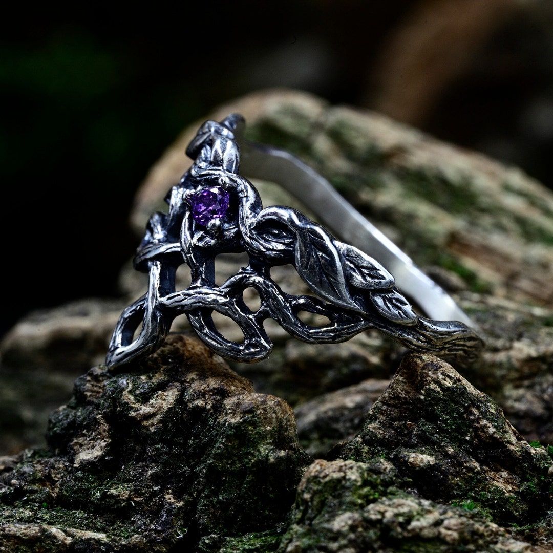 Unique Nature Inspired Engagement Ring for Women, Simple Earthy Wedding ...