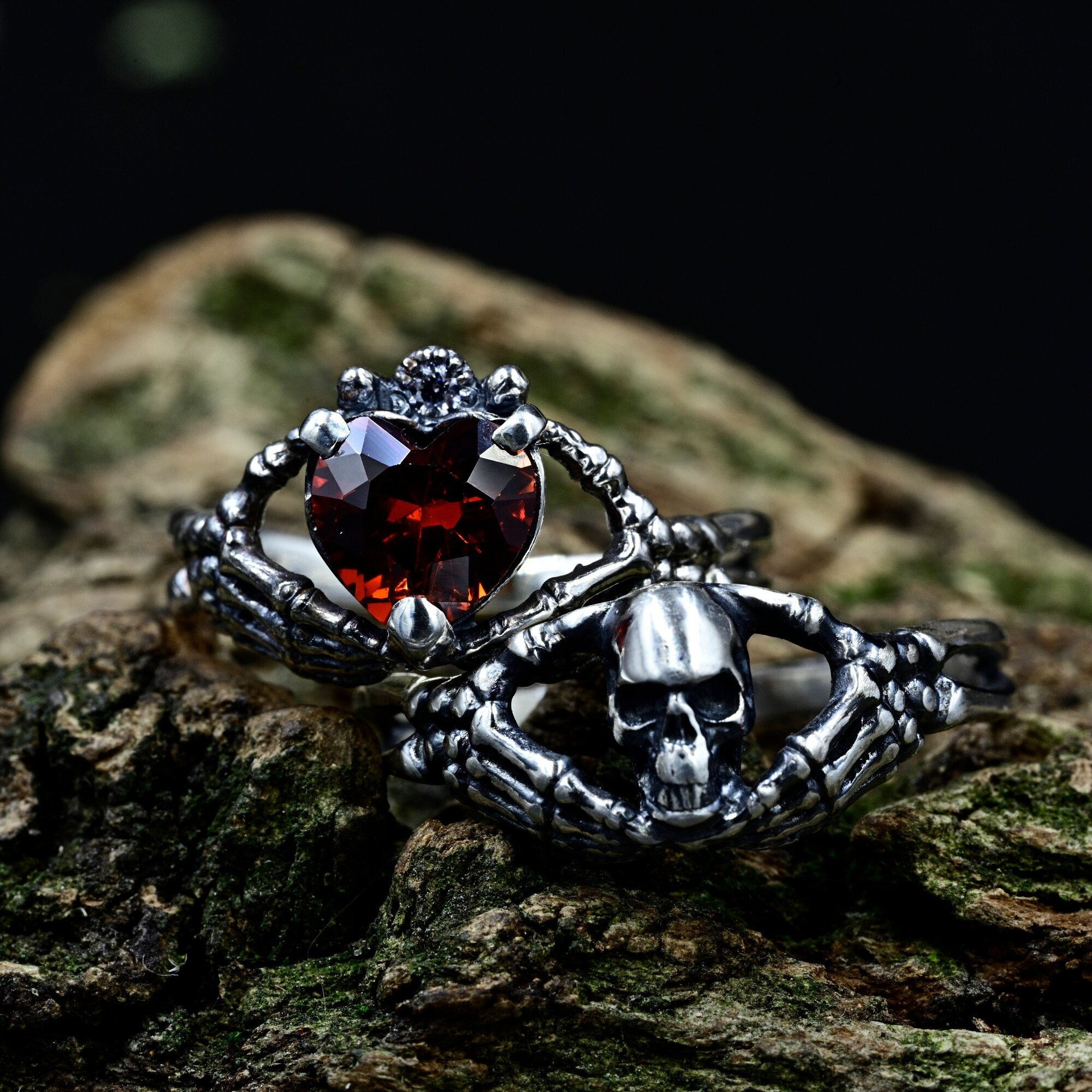 Skull Claddagh Ring Etsy UK