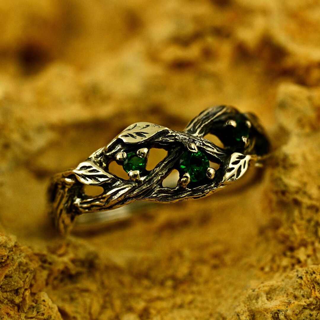 Unique Nature Inspired Engagement Ring for Women, Simple Earthy Wedding ...